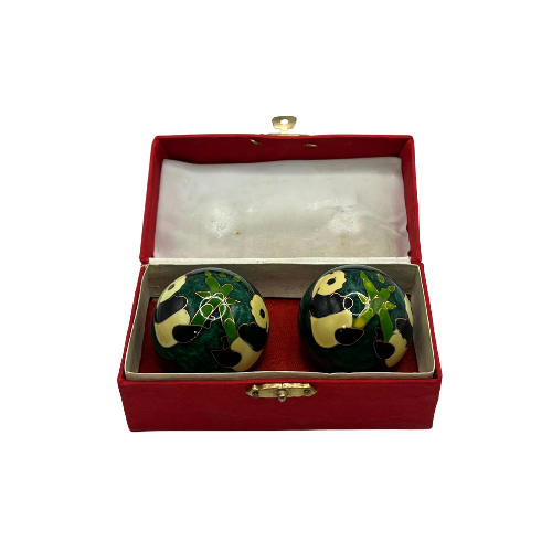 Vintage Chinese Asian Green Panda Stress Balls With Box