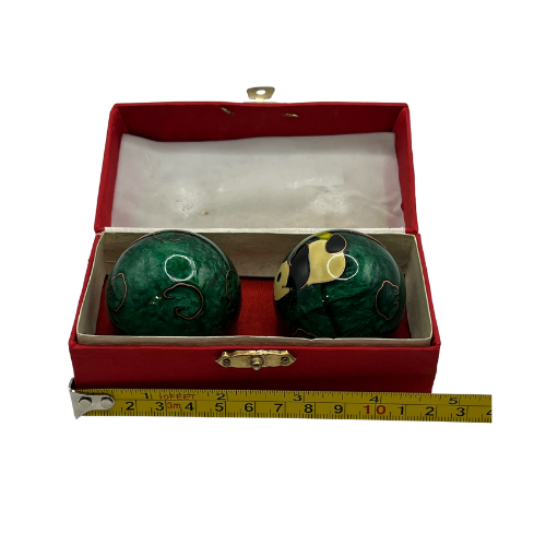 Vintage Chinese Asian Green Panda Stress Balls With Box