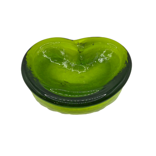 Vintage Blenko Avocado Green Freeform Amoeba Bowl Kidney Bean Trinket Dish Ashtray Art Glass