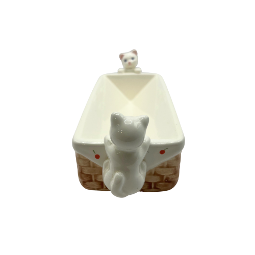 Vintage Kitty Cat Long Ceramic Cracker Serving Dish
