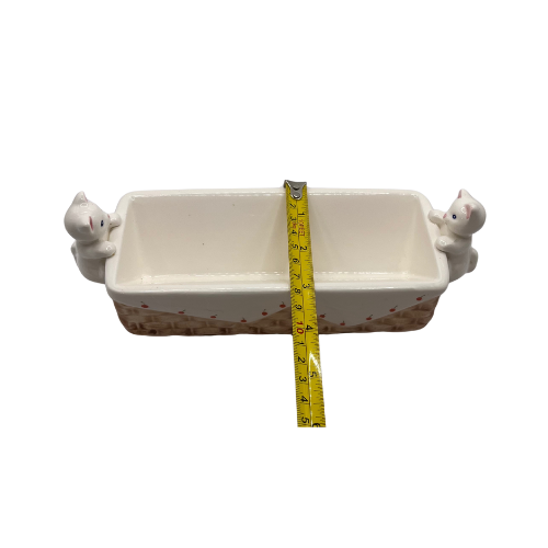 Vintage Kitty Cat Long Ceramic Cracker Serving Dish