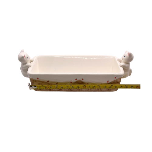 Vintage Kitty Cat Long Ceramic Cracker Serving Dish