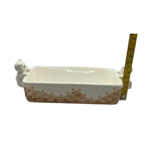 Vintage Kitty Cat Long Ceramic Cracker Serving Dish