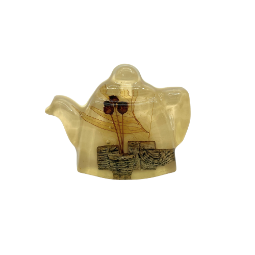 Vintage Lucite Teapot Teabag Holder Dried Flowers in Lucite, Cottagecore