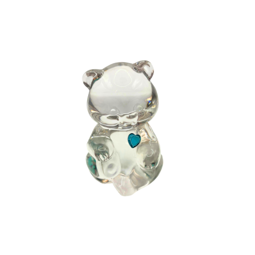 Fenton December Birthstone Bear Clear Art Glass Paperweight Figurine