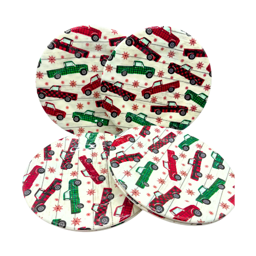 Robert Stanley Christmas Melamine Dinner Plates Set Of 6 Plaid Green Red Trucks