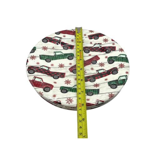 Robert Stanley Christmas Melamine Dinner Plates Set Of 6 Plaid Green Red Trucks