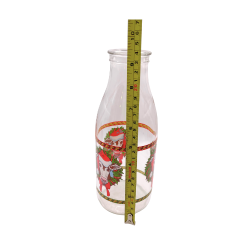 Vintage Christmas Cow Milk Bottle Made in France - No Lid