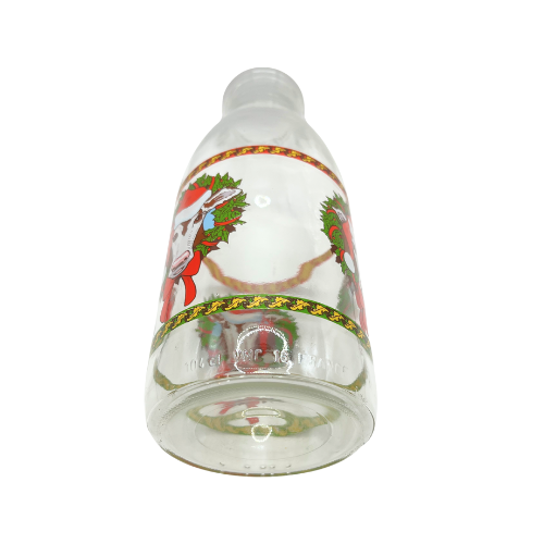 Vintage Christmas Cow Milk Bottle Made in France - No Lid