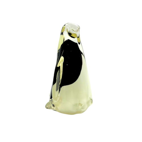 Art Glass Penguin Paperweight 5" Decoration Hand Blown Black and White