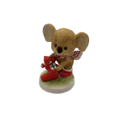 Vtg Lefton China Koala w/ Stocking Cardinal with Sticker