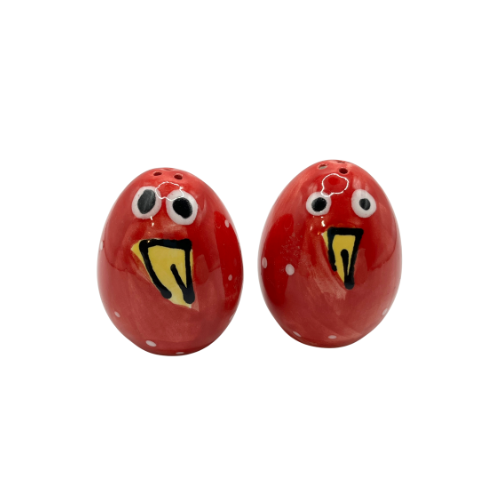 Red Bird Salt and Pepper Shakers Egg Shaped