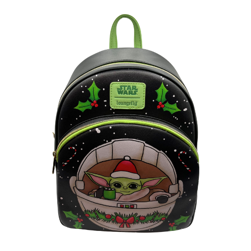 Star Wars Christmas Loungefly Mandalorian Baby Yoda Grogu Backpack New w/ Tags