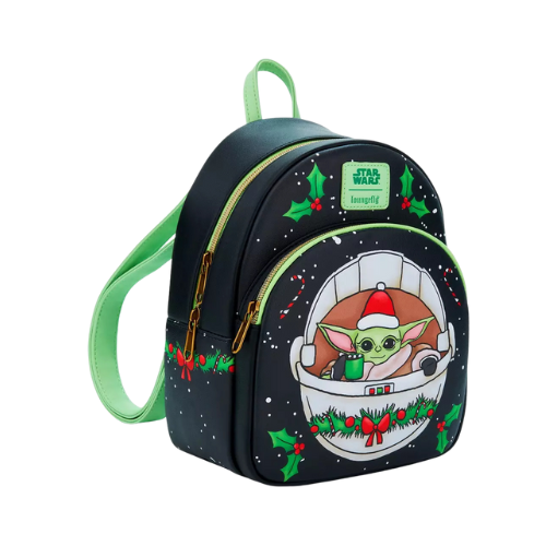 Star Wars Christmas Loungefly Mandalorian Baby Yoda Grogu Backpack New w/ Tags