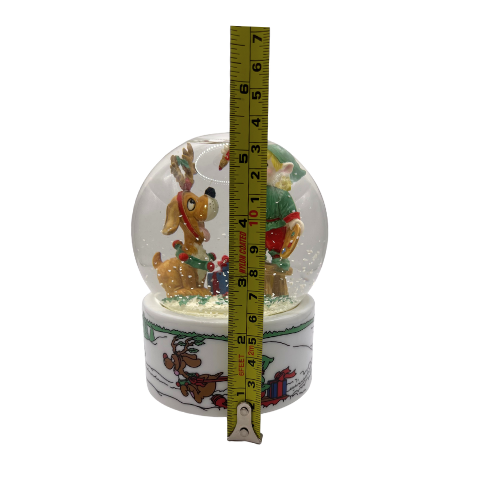 1992 Musical Snow Globe Christmas Elf & Dog The San Francisco Music Box Company with Box