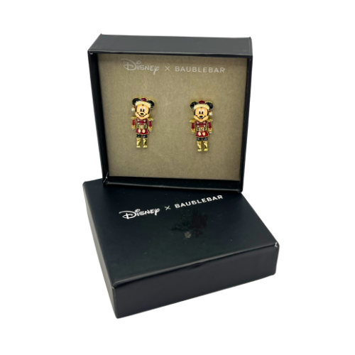 Disney X Baublebar Mickey Mouse Earrings Toy Soldier Santa Christmas Holiday NEW