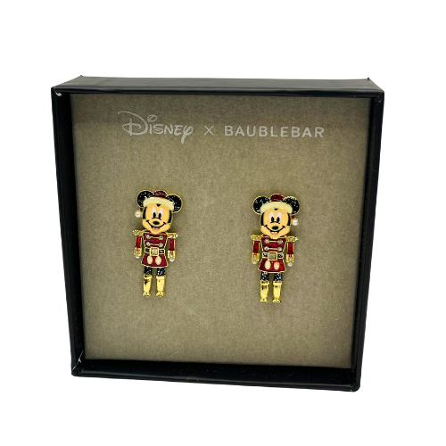 Disney X Baublebar Mickey Mouse Earrings Toy Soldier Santa Christmas Holiday NEW