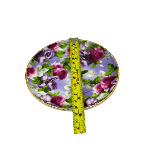 4-pc Tea For One Porcelain Tea Set by Ganz Roses / Violets with Gold Trim Details