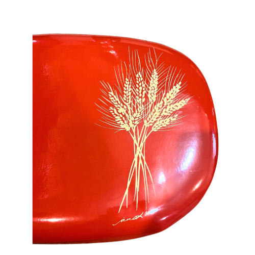 6pc- Vintage Retro Kane Kraft Vinyl Placemats Wheatgrass Red Orange