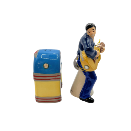 Elvis Presley with Jukebox Magnetic Salt and Pepper Shaker Set New with Tags