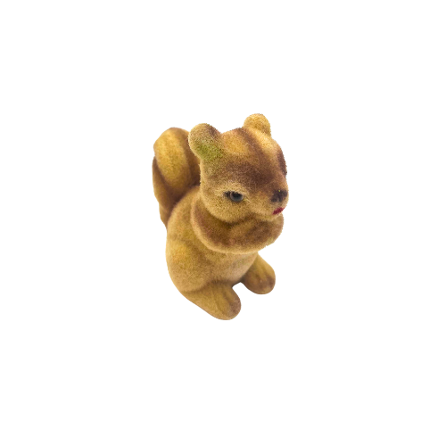 * Vintage Flocked Felt Squirrel Baby Animal made in Hong Kong