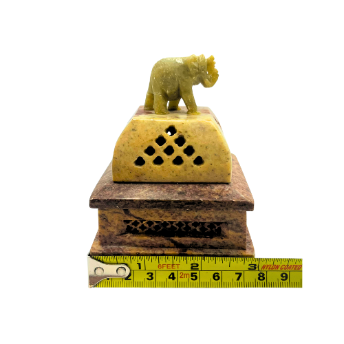 Vtg Hand Carved Soapstone Elephant Incense / Trinket Box Soapstone (Repaired)