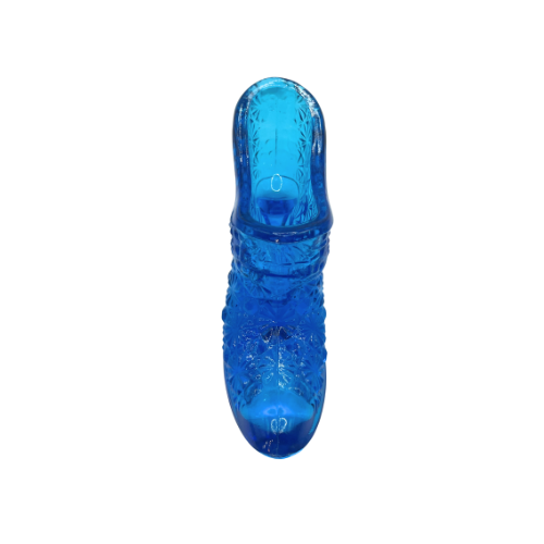 Vintage LE Smith Colonial Blue Glass Daisy and Buttons Shoe/Slipper Figurine