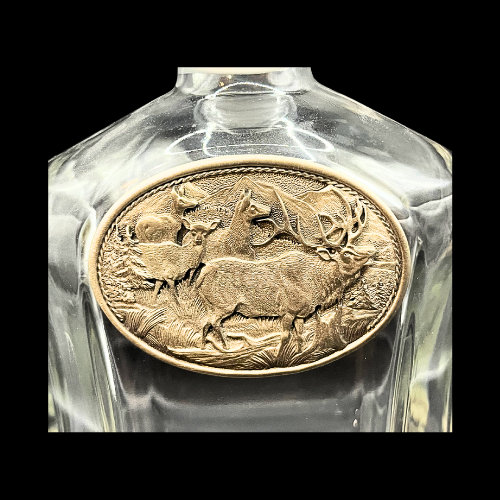 Heritage Metalworks Fine Pewter USA Elk Herd Wild Animal Decanter NWT