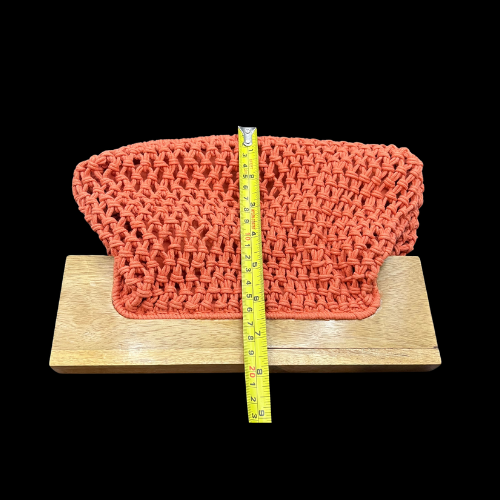 BOHO Tangerine Orange Woven Crochet Wood Clutch Purse by A New Day