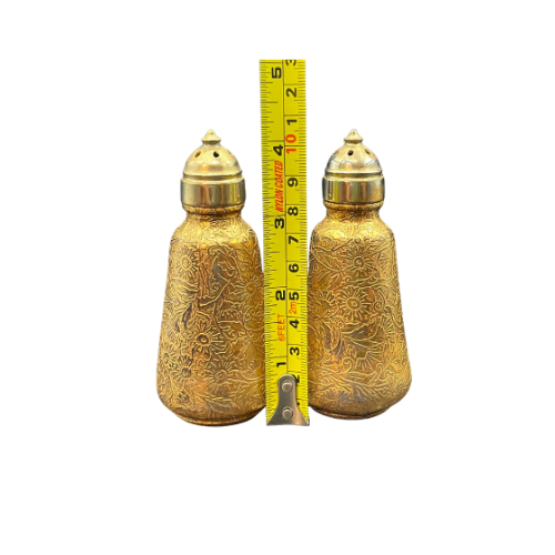 MCM Lotus 22 Karat Gold Hollywood Regency Salt and Pepper Shaker Set