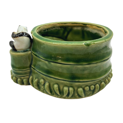 Vintage Majolica Panda Bears & Bamboo Vase Planter Numbered B-157