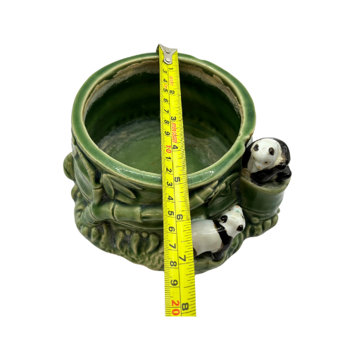 Vintage Majolica Panda Bears & Bamboo Vase Planter Numbered B-157