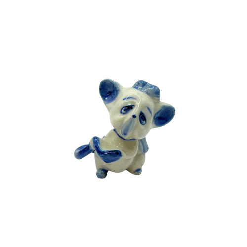 Vintage Delft Blue Style Ceramic Mouse Miniature Figurines Enesco Hand Painted Floral