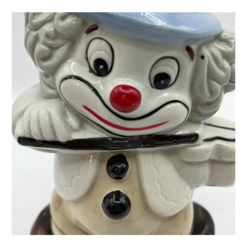 VTG Porcelain Two-Faced Clown Money Box Double Sided Happy/ Sad Playing Violin