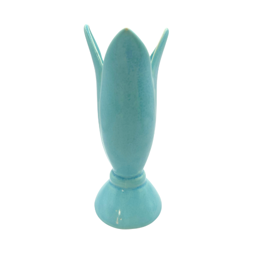 1940’s MCM Turquoise Tulip Vase Franciscan Art Ware 6"