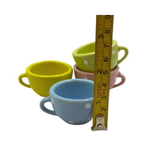 Toy Tea Set Brooklyn Lollipop 12pc Polka Dot Pastel Ceramic China Play Miniature Dishes