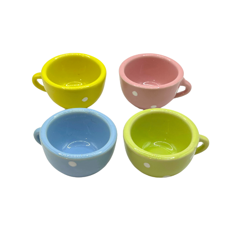 Toy Tea Set Brooklyn Lollipop 12pc Polka Dot Pastel Ceramic China Play Miniature Dishes