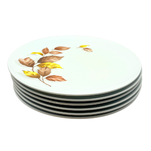 Vintage Texas Ware 9.5” Mel Mac Plates Leaves G-9 Brown Yellow Leaf Fall