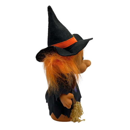Large 90s Russ Berrie Troll Kidz Halloween Witch Costume Hard Body 10"