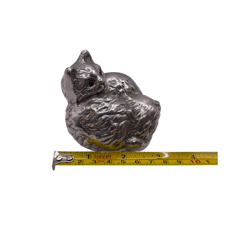 Vtg Arthur Court Kitty Cat Paperweight with Carnelian Eyes Signed & Dated 1992