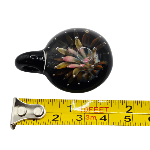 Vintage Signed Andy Ray "Galactic Glass" 3D Floral Implosion Pendant Mint RARE