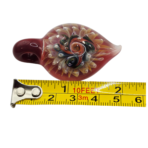 Vintage Signed Andy Ray Pendant Fume Flower Vortex Implosion Style Galactic Glass Tear Drop Pendy Shape Style
