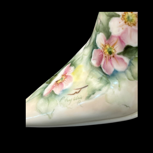 Signed Hand Painted Fine Porcelain Victorian Pointed Toe Shoe Collectable