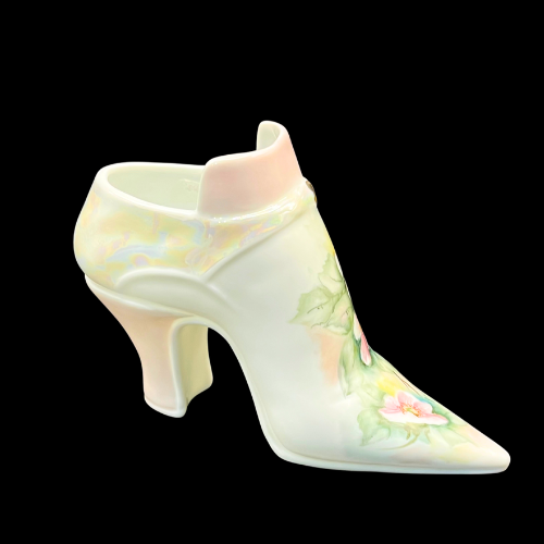 Signed Hand Painted Fine Porcelain Victorian Pointed Toe Shoe Collectable