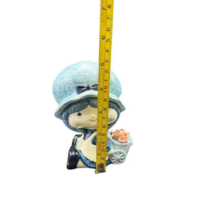 Vtg Strawberry Shortcake / Blueberry Muffin Plaster Figurine Doll Planter Hand Painted Made in Korea