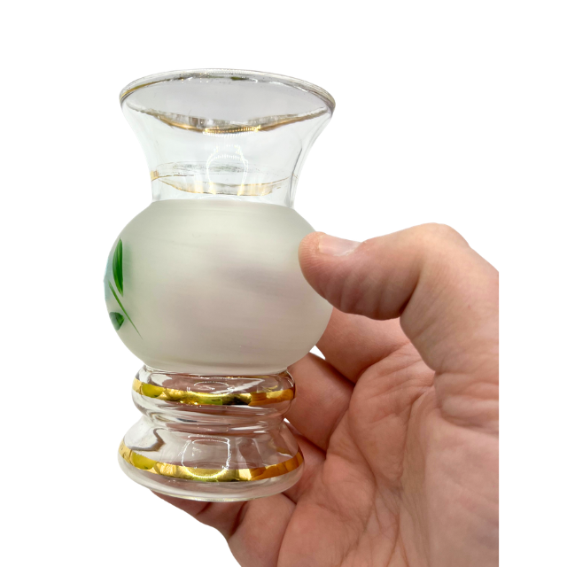 Vintage Bartlett Collins Handpainted Gold Gilded Glass Flower Vases 6" & 4"