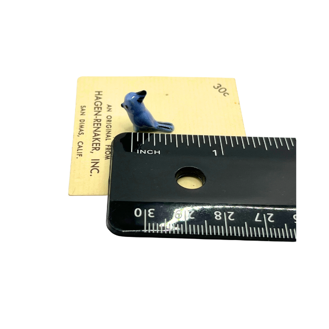Vintage Hagen-Renaker Blue Bird Collectible Miniature Figurine with Display Card