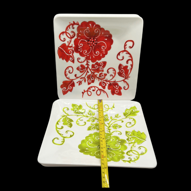 Laurie Gates Melamine Salad Plates 8.75" Embossed Floral Design Set of 6