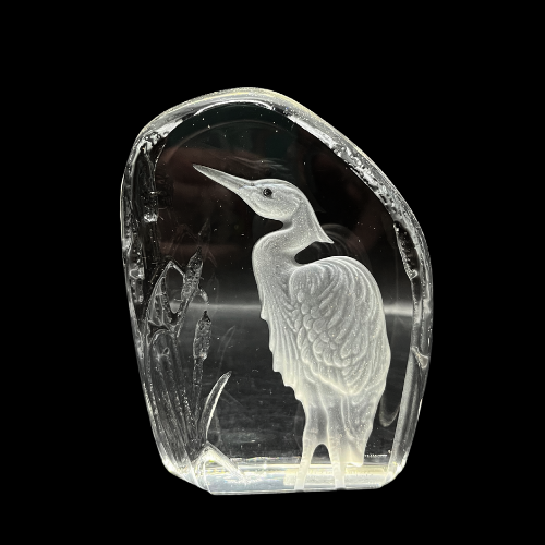 Wedgwood Crystal Reverse Cut Paperweight Wild Birds Heron