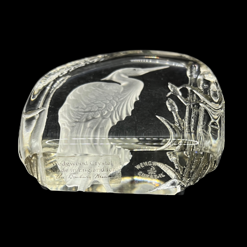 Wedgwood Crystal Reverse Cut Paperweight Wild Birds Heron